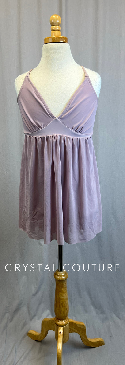 Mauve/Lilac Mesh and Lycra Babydoll Dress