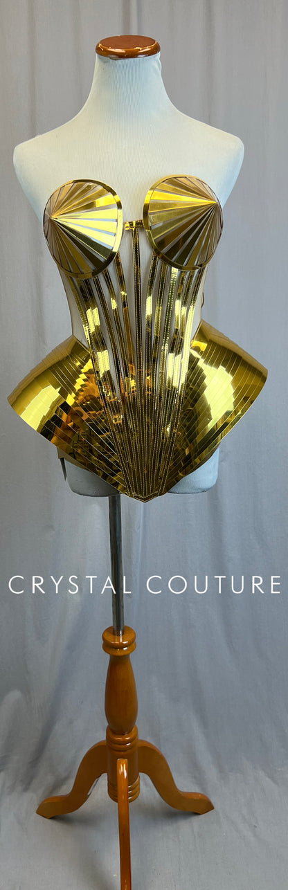 Custom Gold Metallic Corset Top and Brief Set