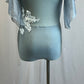 Gray Leotard with Shimmer Mesh Overlay and Flutter Sleeve