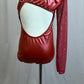 Red Metallic Asymmetrical Sleeve Leotard