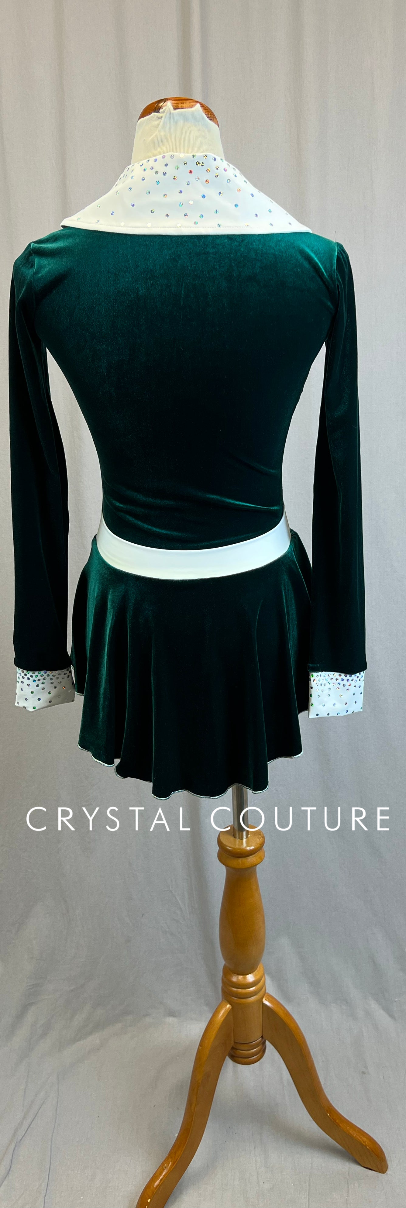 *Brand New* Dark Green Velvet Long Sleeve Leotard with White Accents and Pilot Wing Emblem