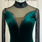 *Brand New* Dark Green Velvet and Black Mesh Long Sleeve Leotard