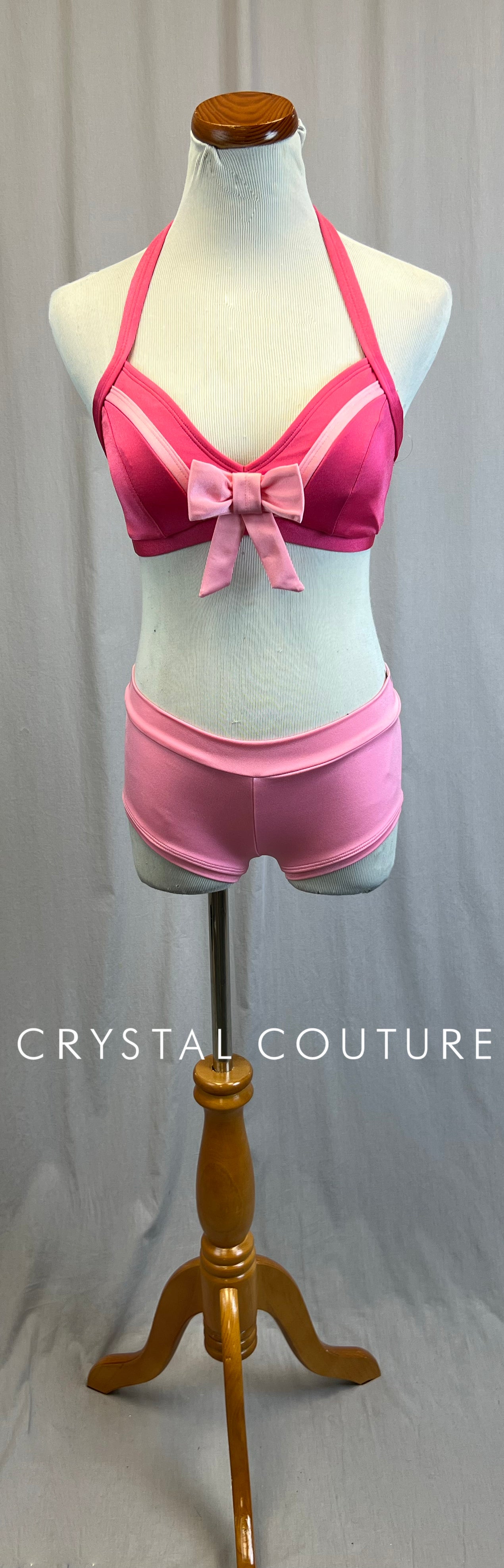*Brand New* Pink Two-Tone Bow Bra Top and Brief Two-Piece Set