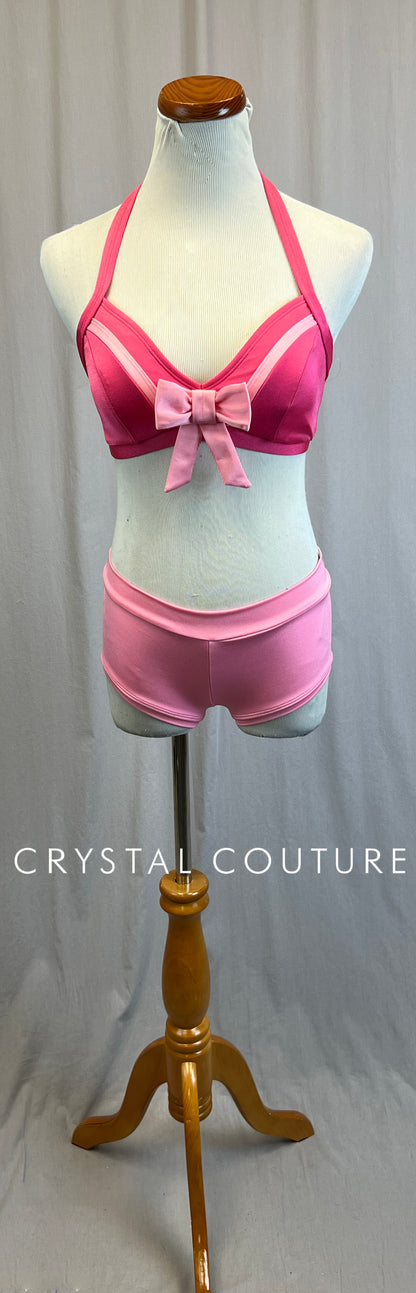 *Brand New* Pink Two-Tone Bow Bra Top and Brief Two-Piece Set