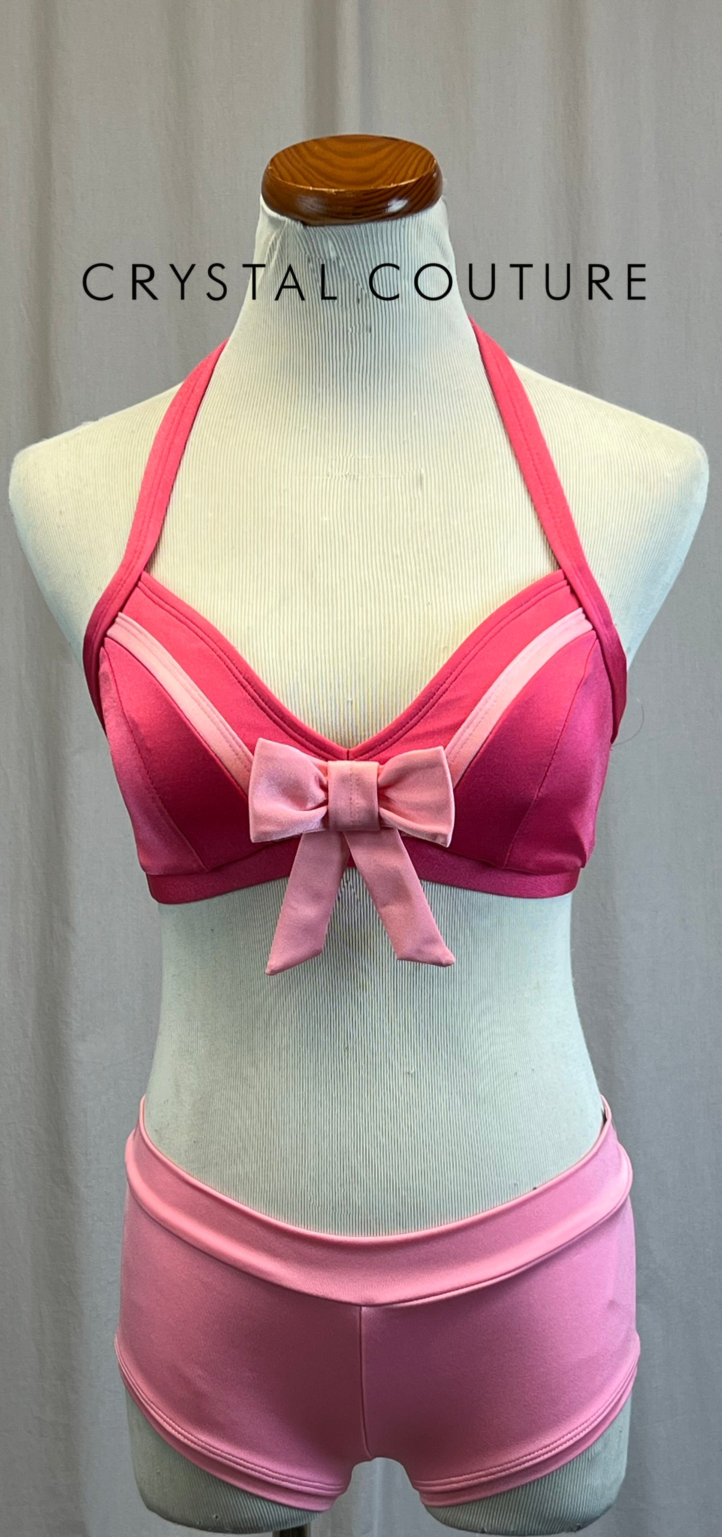 *Brand New* Pink Two-Tone Bow Bra Top and Brief Two-Piece Set