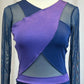 *Brand New* Purple and Eggplant Mesh Long Sleeve Colorblock Unitard