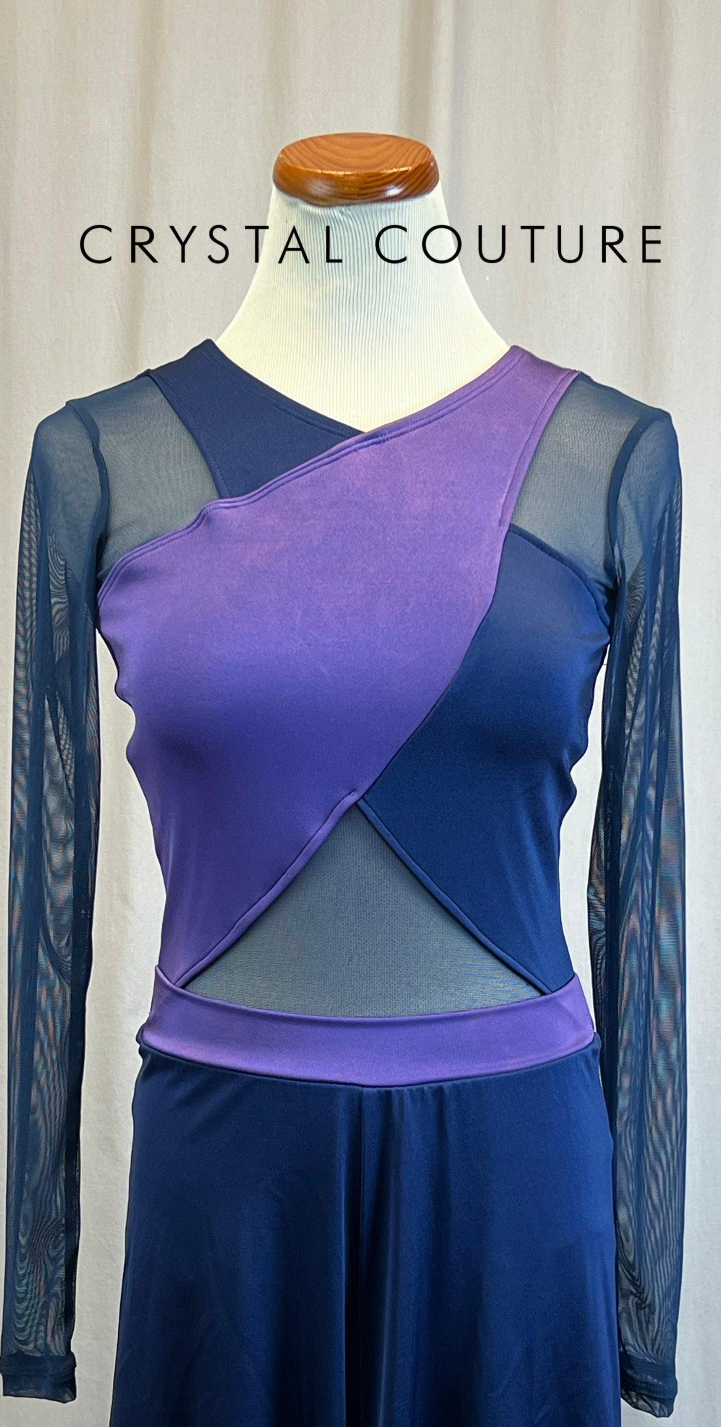 *Brand New* Purple and Eggplant Mesh Long Sleeve Colorblock Unitard