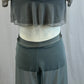 *Brand New* Gray Flutter Off The Shoulder Top and Mesh Pant Set