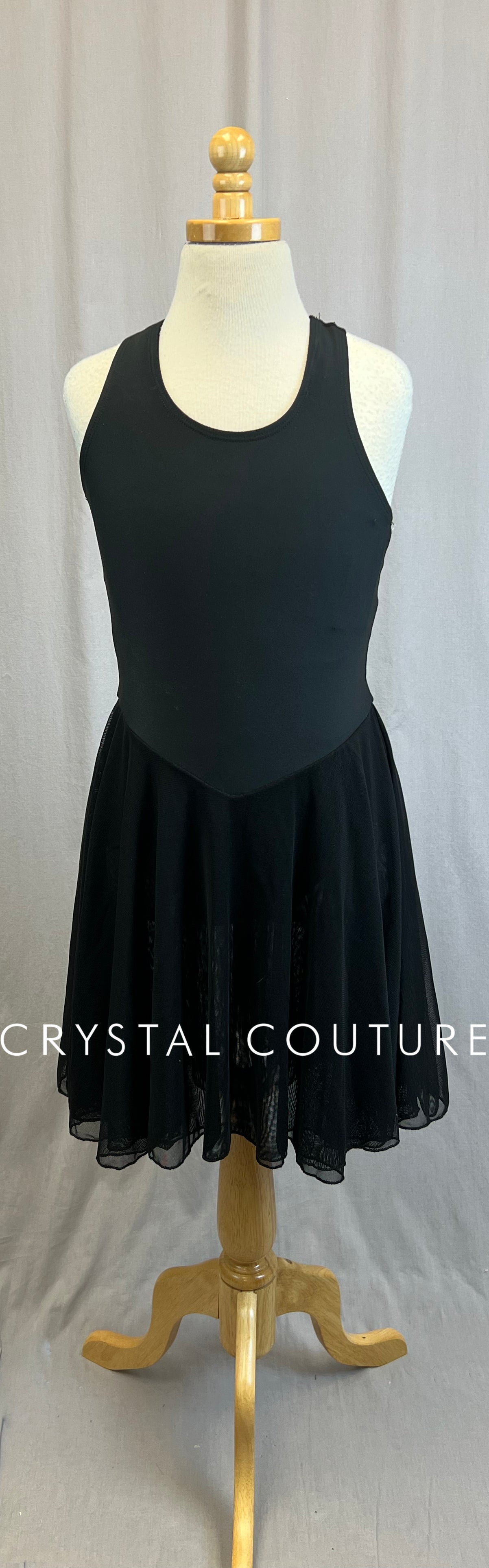 *Brand New* Black Racerback Leotard Dress with Mesh Skirt