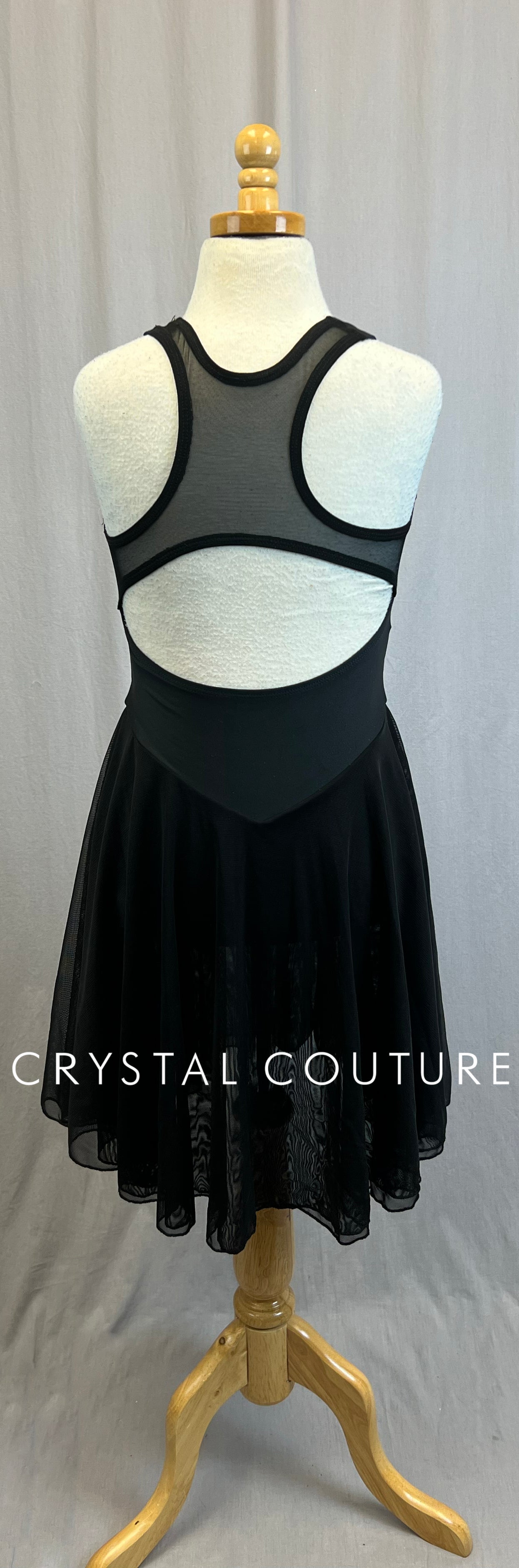 *Brand New* Black Racerback Leotard Dress with Mesh Skirt