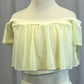 *Brand New* Butter Yellow/Cream Off The Shoulder Top and Mesh Skirt Set
