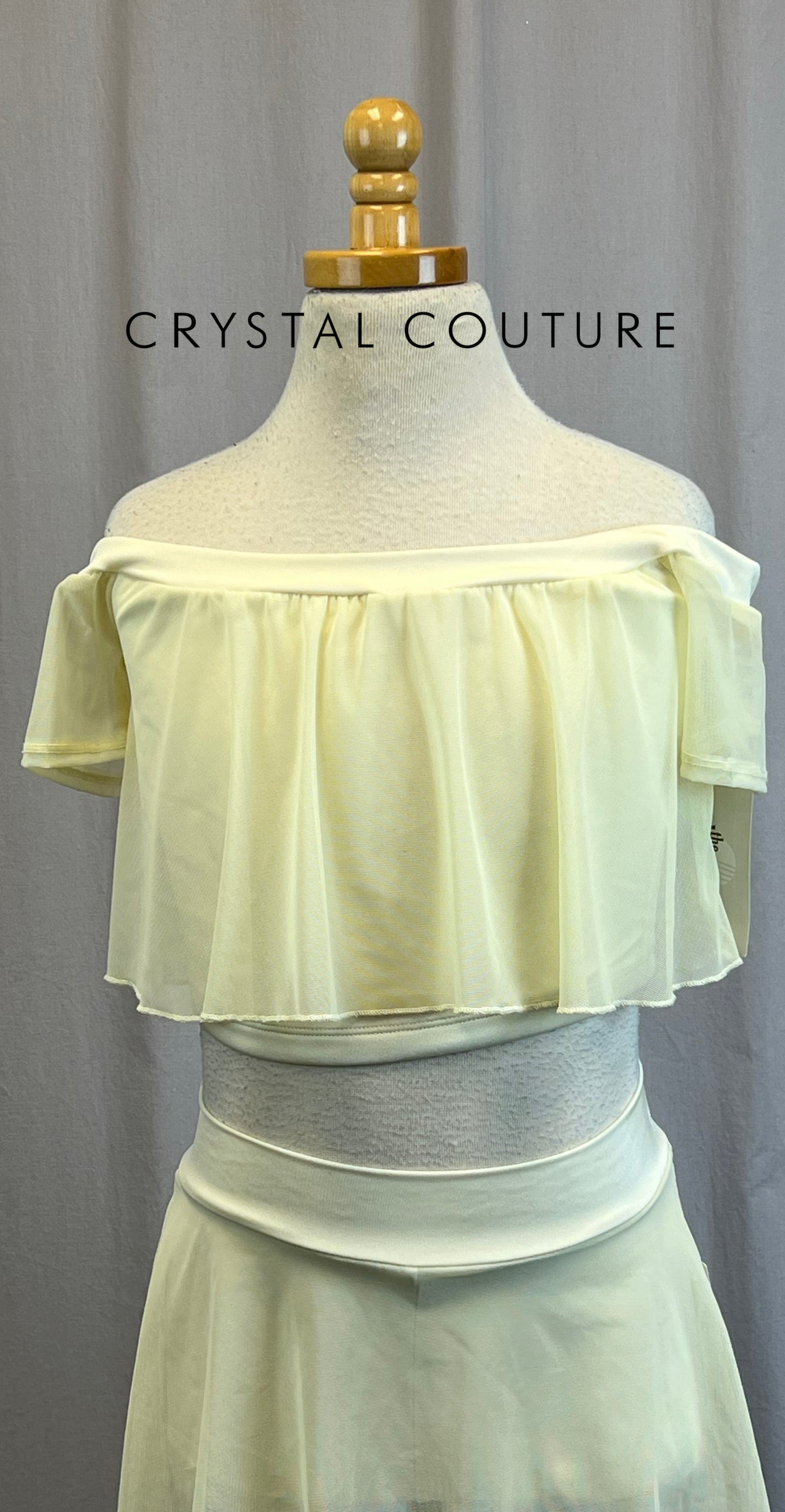*Brand New* Butter Yellow/Cream Off The Shoulder Top and Mesh Skirt Set