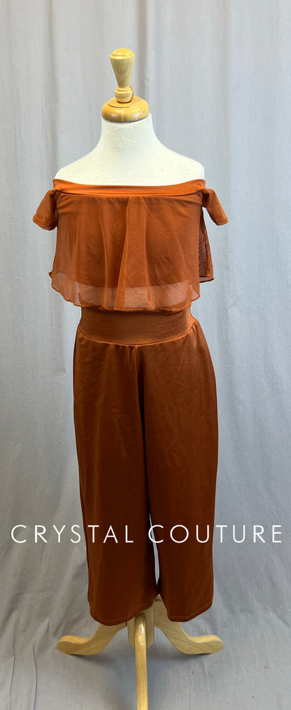 Burnt Orange Off The Shoulder Top and Lycra Pant