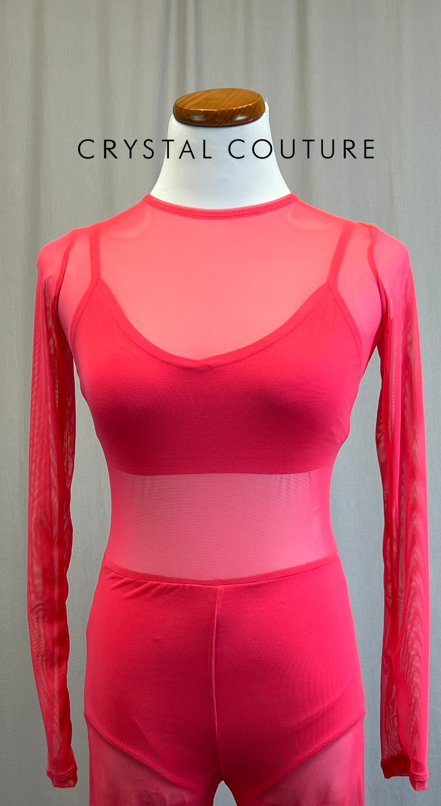 *Brand New* Hot Pink Long Sleeve Mesh Unitard