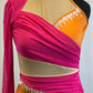 *Brand New* Berry Pink Mesh and Burnt Orange Lycra Leotard  - Rhinestones