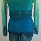 *Brand New* Green and Blue Glitter Mesh Long Sleeve Unitard  - Rhinestones