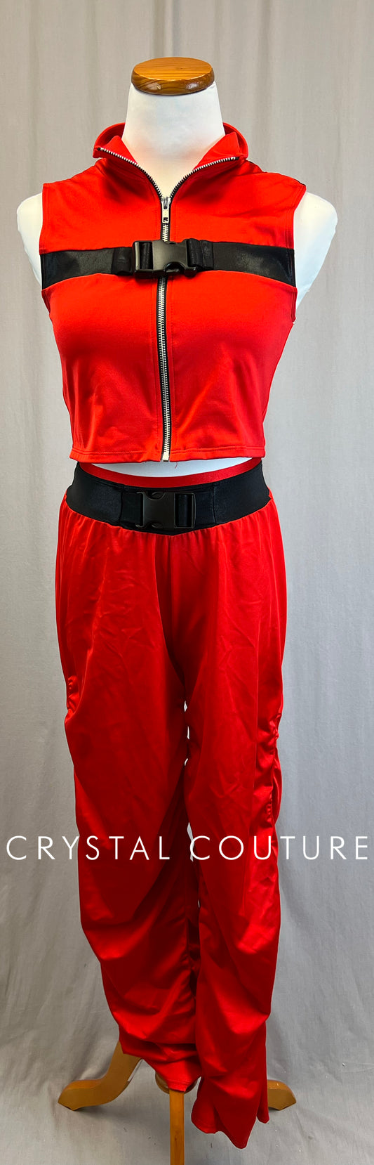 *Brand New* Red with Black Accents Vest and Pant Set