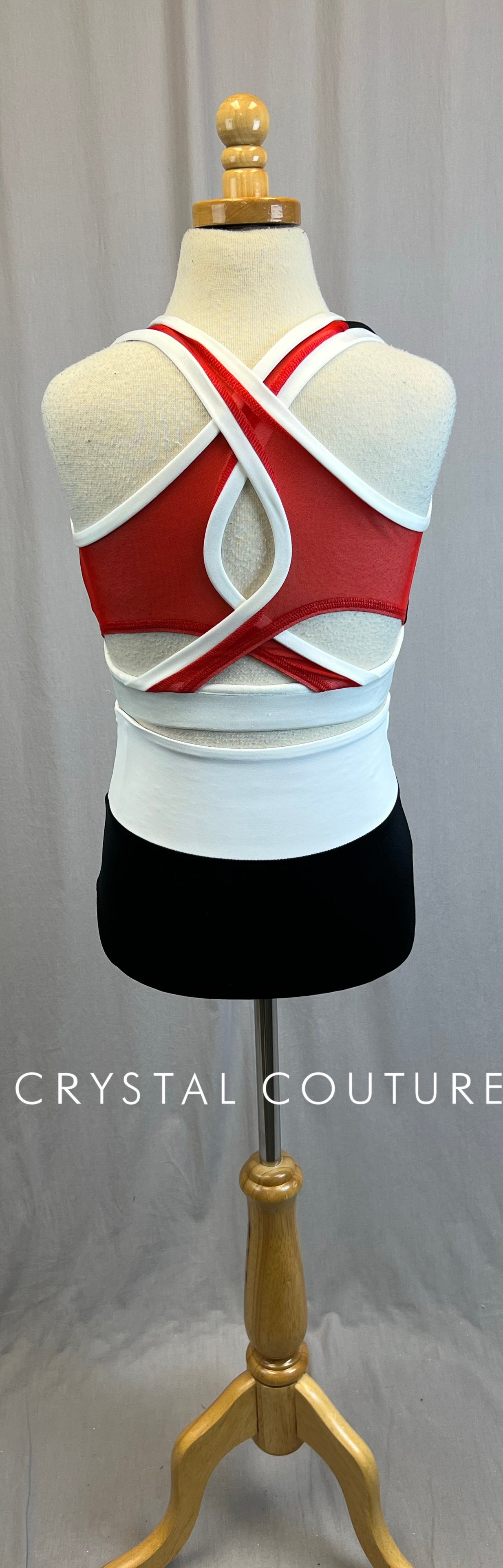 *Brand New* Black and White Bra Top and Brief Set, with Red Mesh Accent
