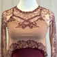 *Brand New* Burgundy Leotard and Lace Print Overlay Two-Piece Set