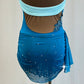 *Brand New* Light Blue and Teal Geometric Cap Sleeve Leotard with Gathered Skirt  - Rhinestones - Appliques