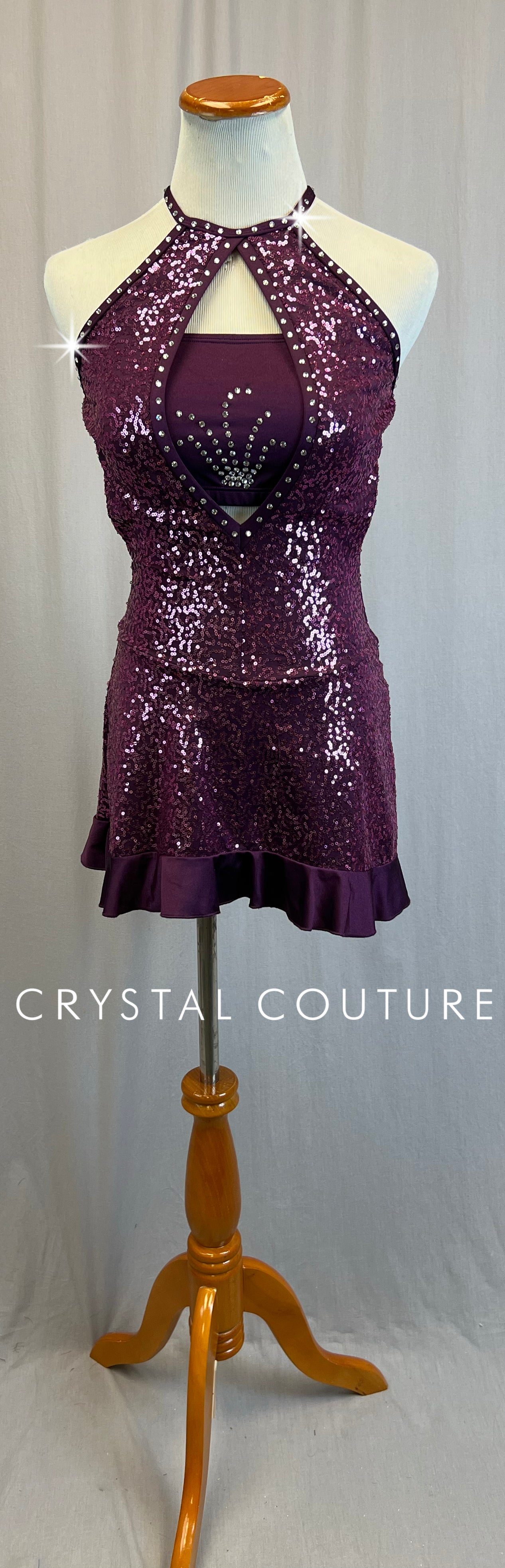 *Brand New* Purple Sequin Dress with Ruffle Trim  -Rhinestones