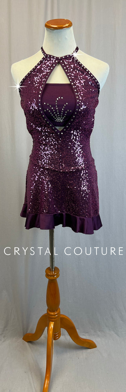 *Brand New* Purple Sequin Dress with Ruffle Trim  -Rhinestones