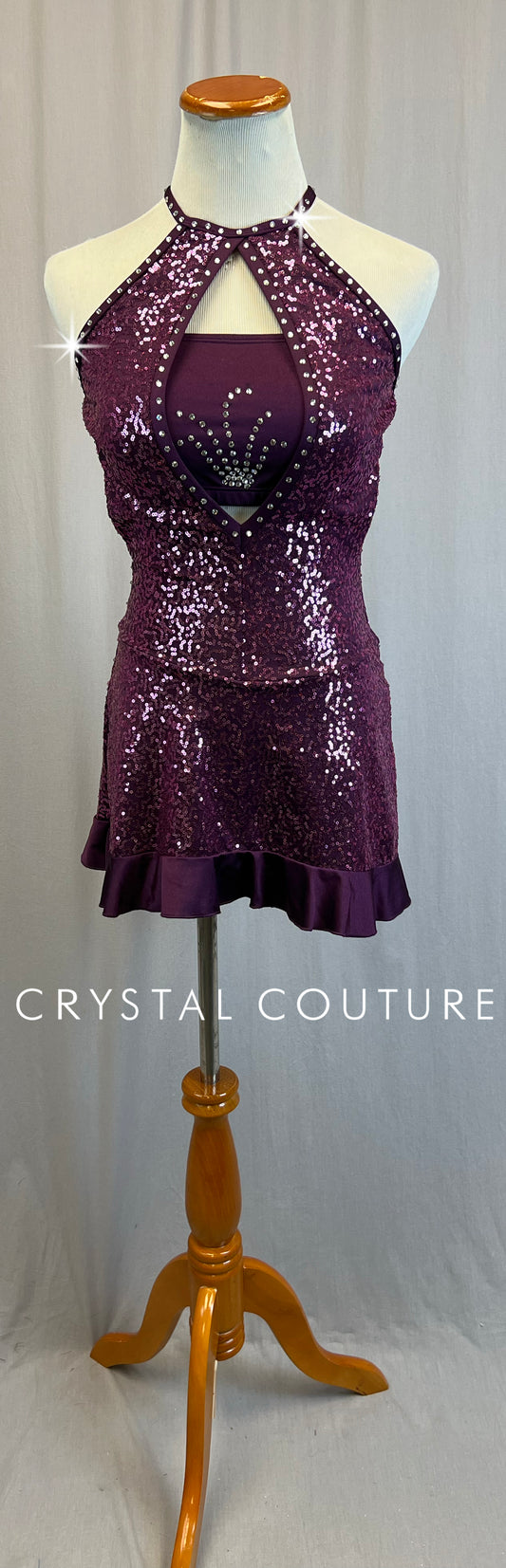 *Brand New* Purple Sequin Dress with Ruffle Trim  -Rhinestones