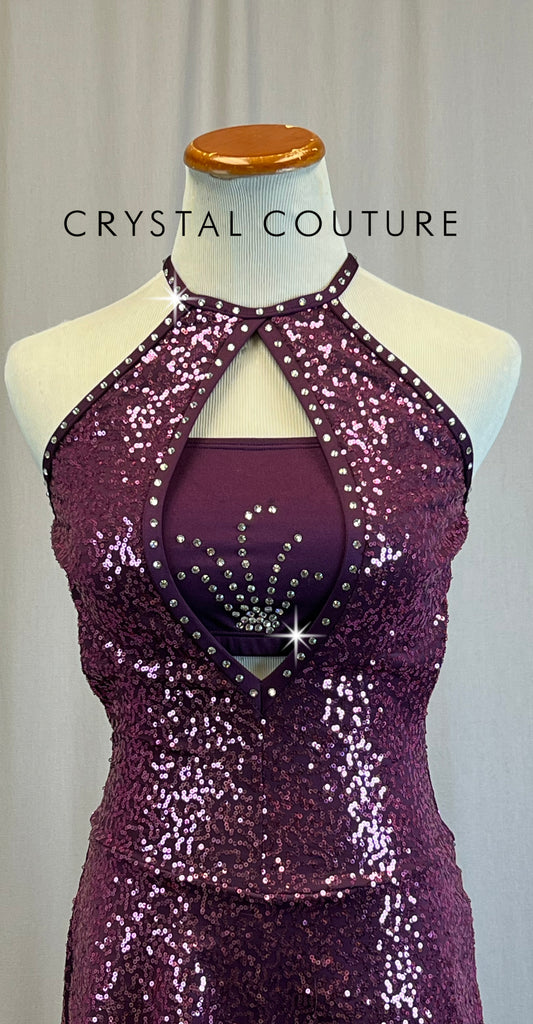 *Brand New* Purple Sequin Dress with Ruffle Trim  -Rhinestones