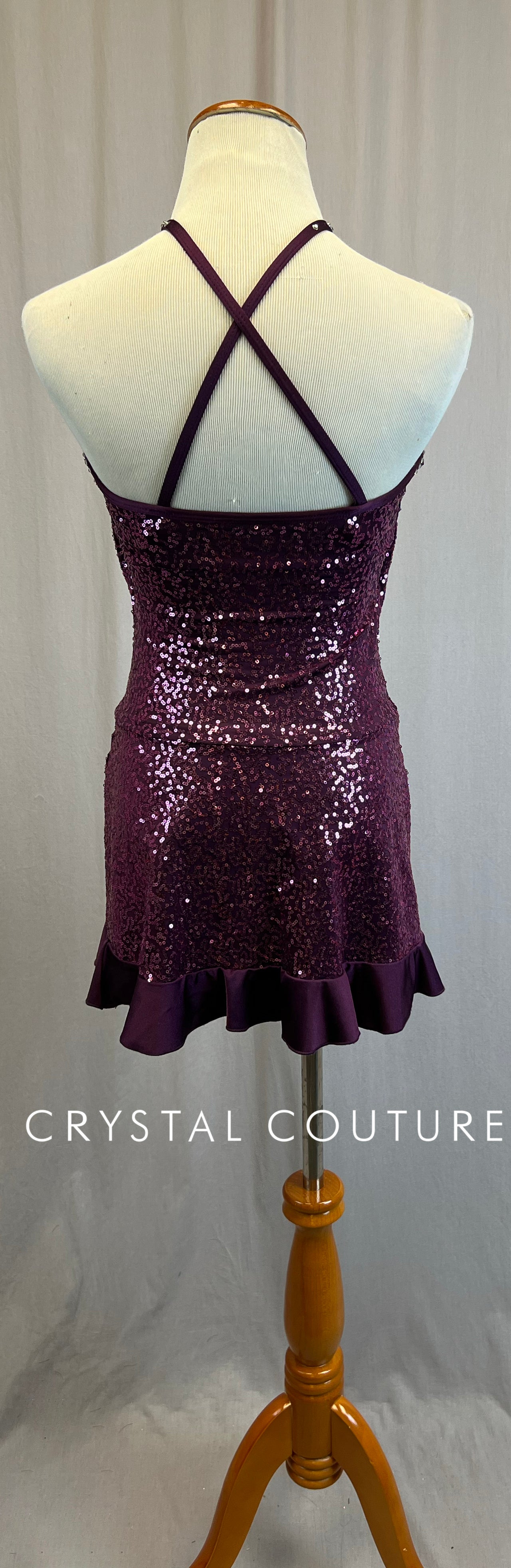 *Brand New* Purple Sequin Dress with Ruffle Trim  -Rhinestones