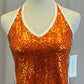 *Brand New* Orange Sequin Dress with Navy and White Accents
