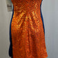*Brand New* Orange Sequin Dress with Navy and White Accents