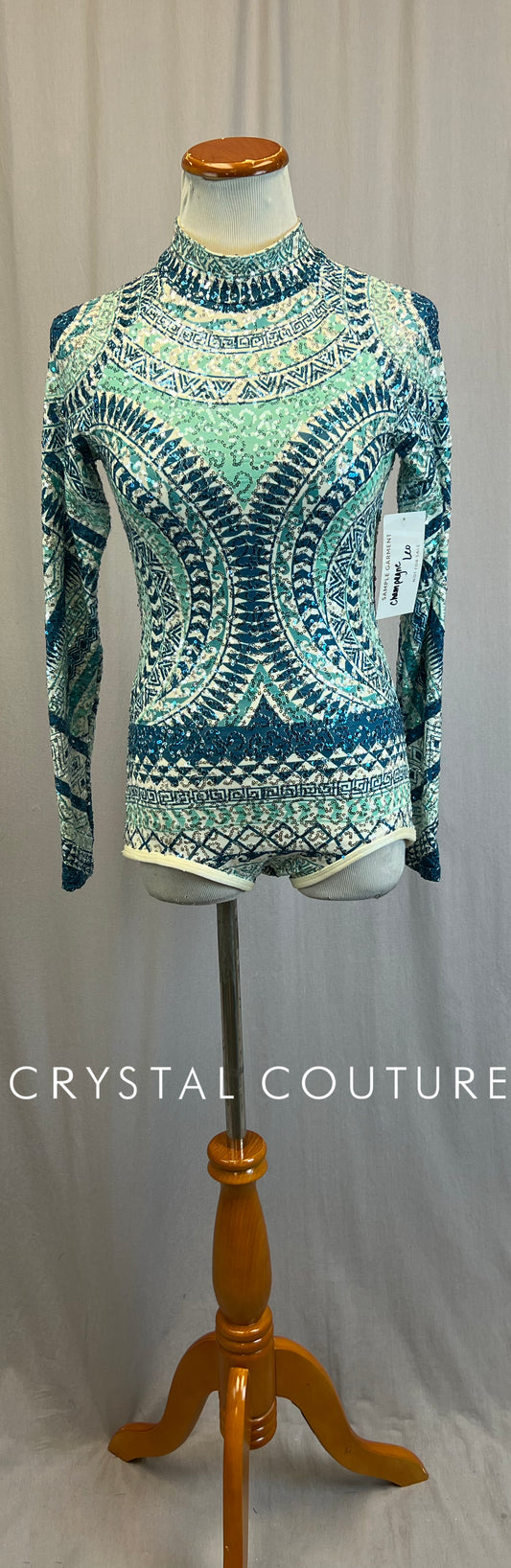 *Brand New* Blue, White and Mint Sequin Long Sleeve Leotard