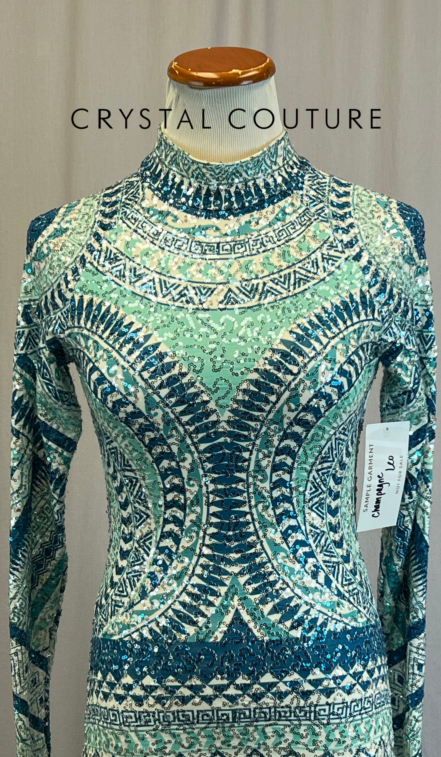 *Brand New* Blue, White and Mint Sequin Long Sleeve Leotard