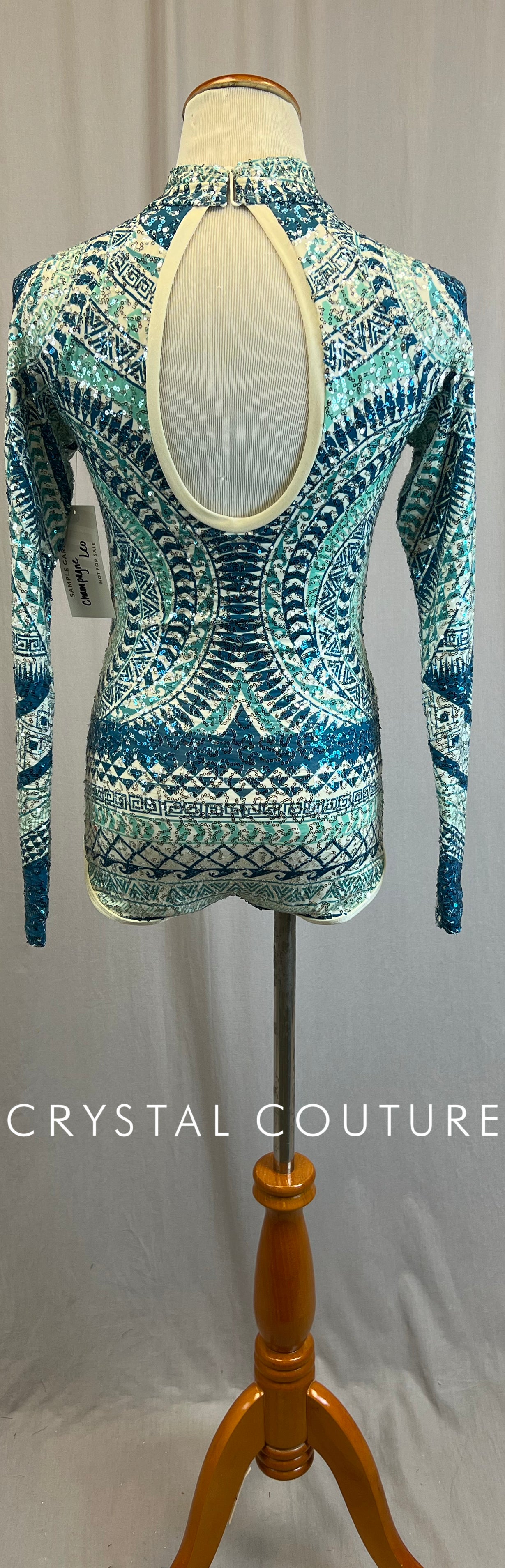 *Brand New* Blue, White and Mint Sequin Long Sleeve Leotard
