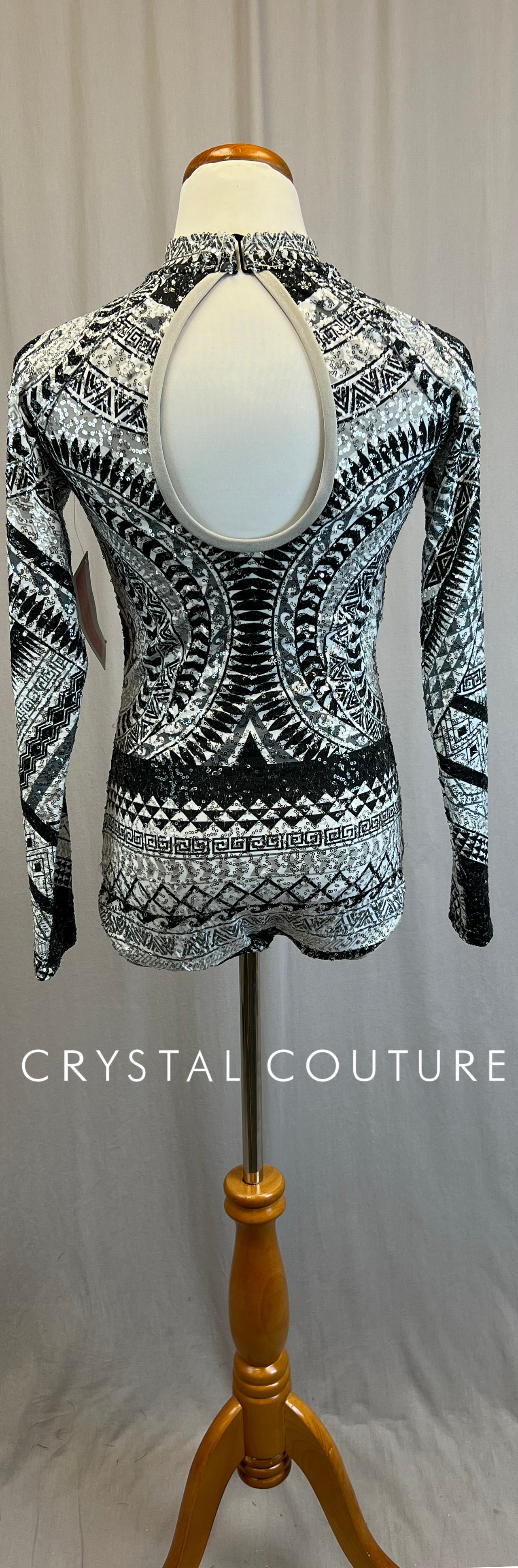 *Brand New* Black, White and Gray Sequin Long Sleeve Leotard