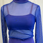 *Brand New* Indigo Mesh and Purple Lycra Long Sleeve Unitard