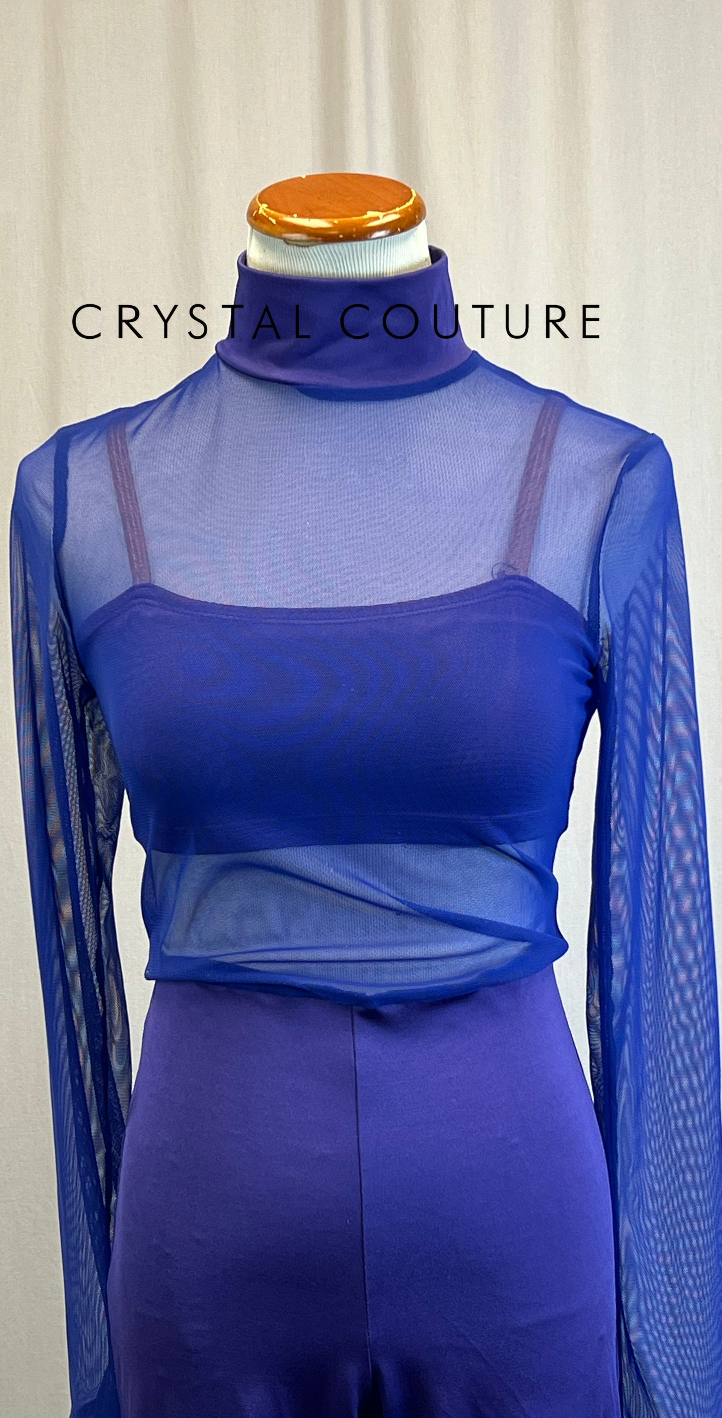 *Brand New* Indigo Mesh and Purple Lycra Long Sleeve Unitard
