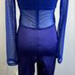 *Brand New* Indigo Mesh and Purple Lycra Long Sleeve Unitard