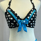 *Brand New* Black and White Polka Dot Two-Piece Set with Blue Accents  - Rhinestones