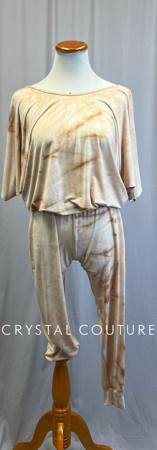 *Brand New* Tan and Cream Marbled Blousy T-Shirt Unitard