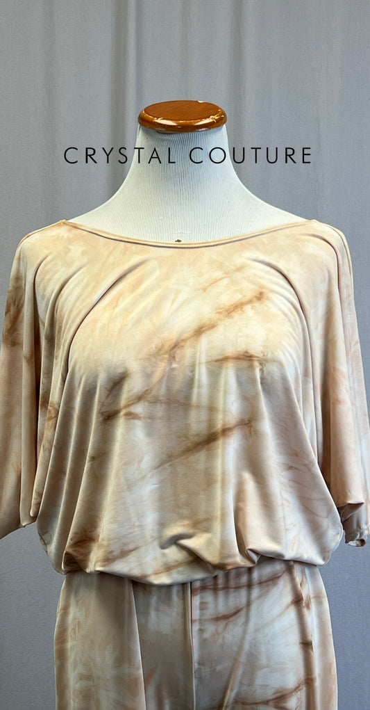 *Brand New* Tan and Cream Marbled Blousy T-Shirt Unitard