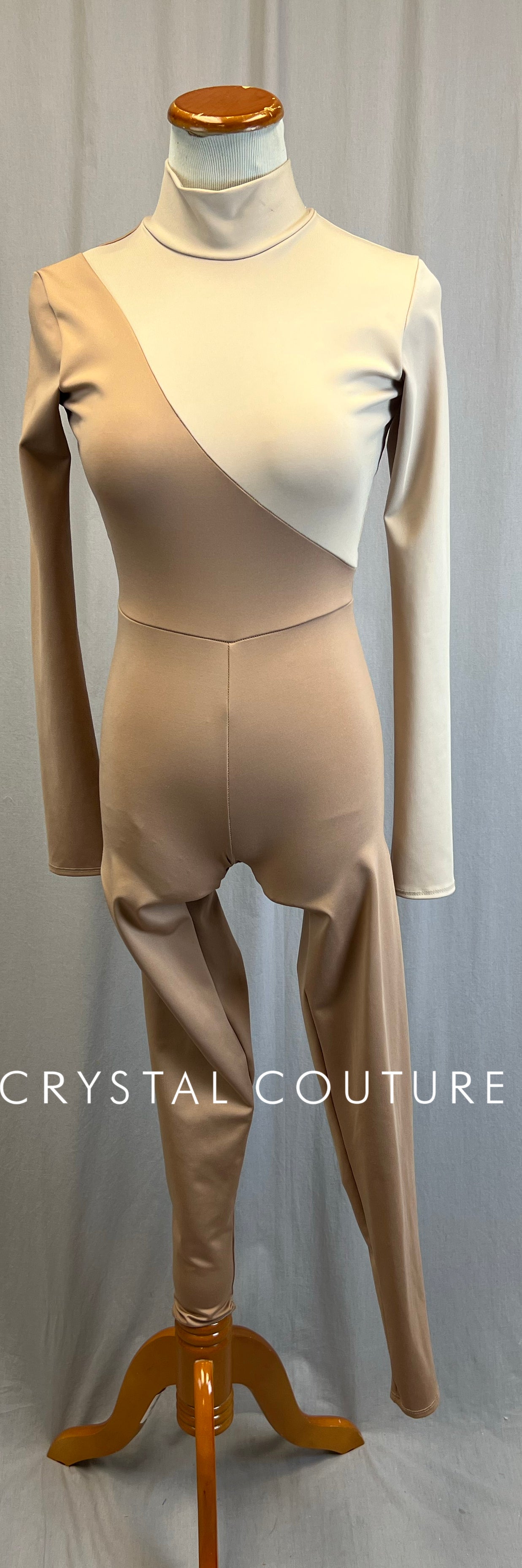 *Brand New* Tan and Taupe Colorblock Long Sleeve Unitard