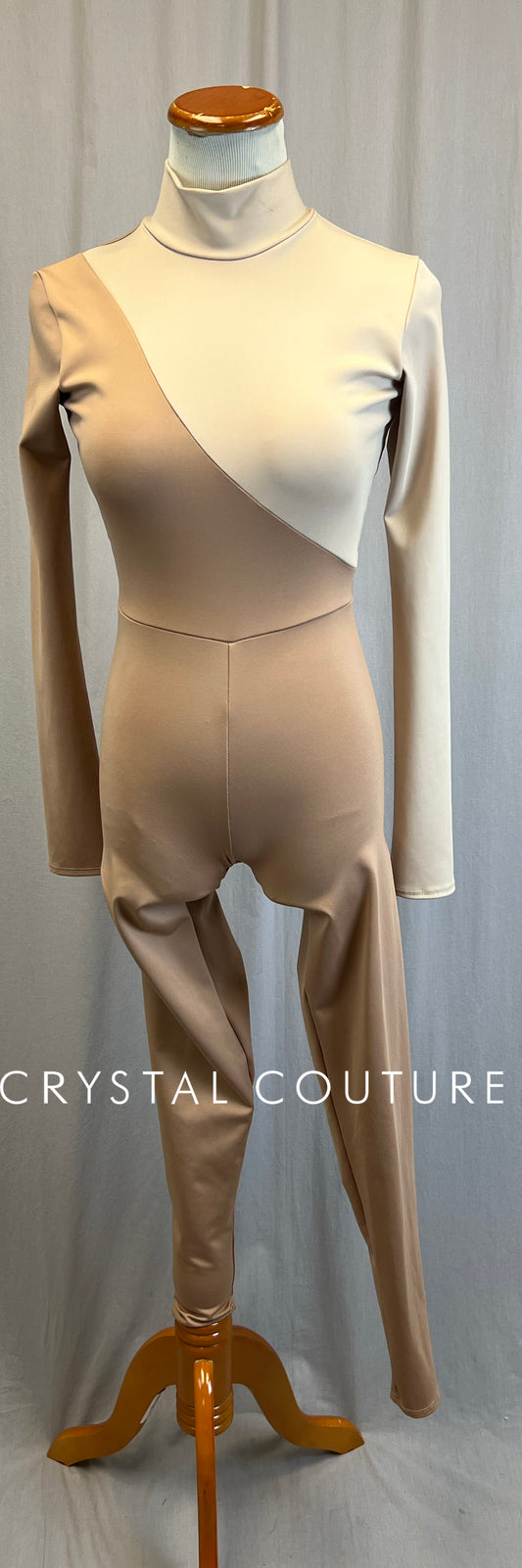 *Brand New* Tan and Taupe Colorblock Long Sleeve Unitard
