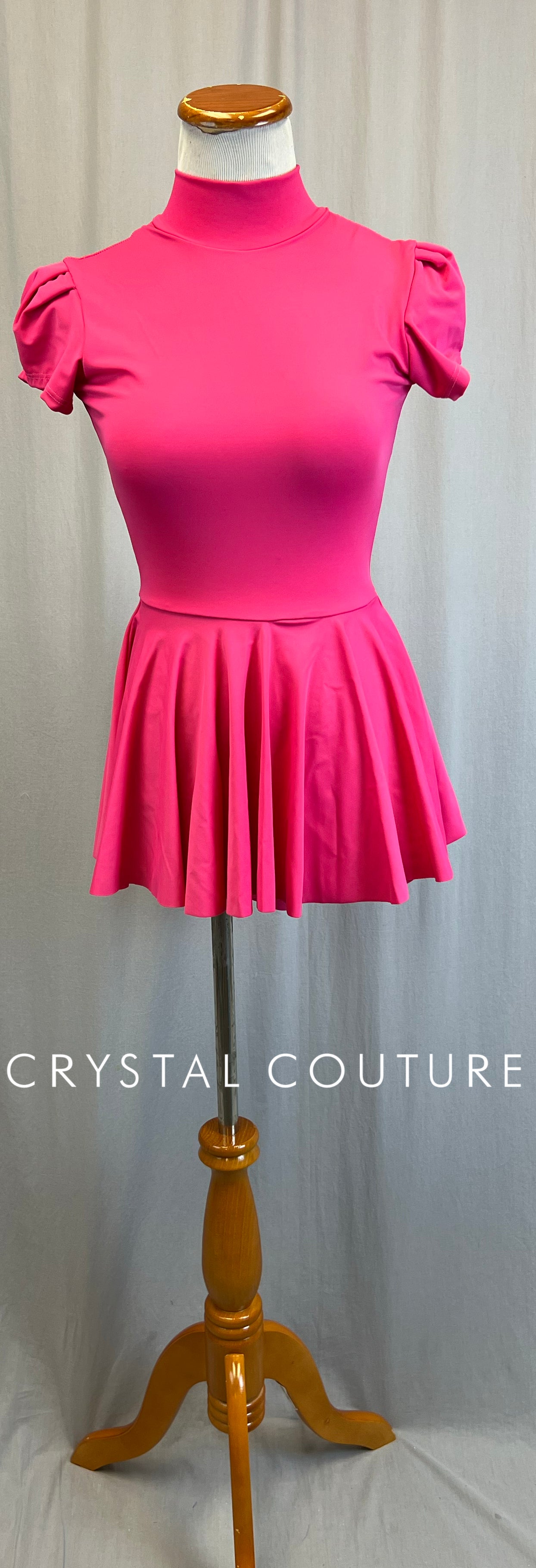 *Brand New* Hot Pink Mock Neck Cap Sleeve Dress