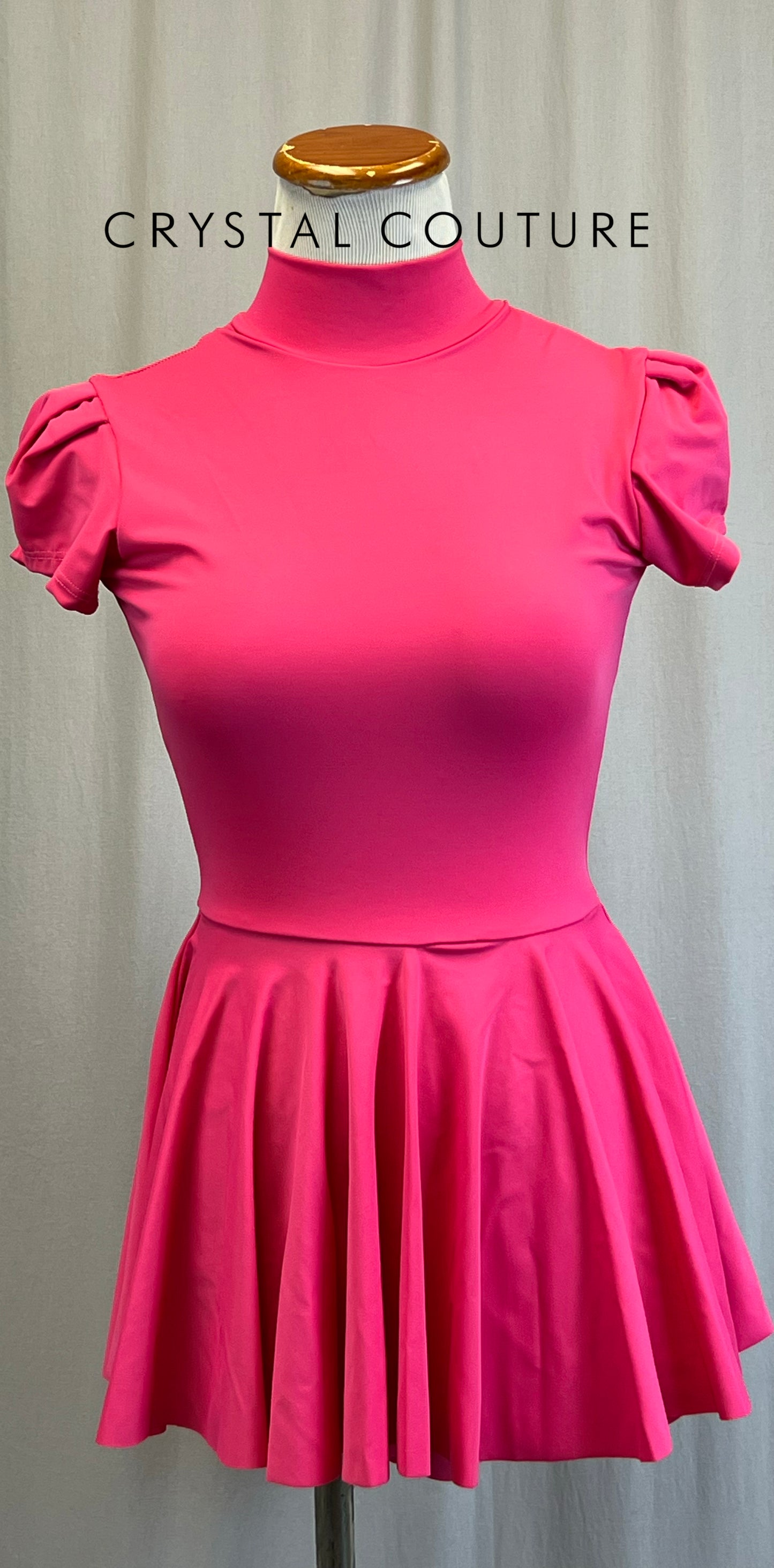 *Brand New* Hot Pink Mock Neck Cap Sleeve Dress