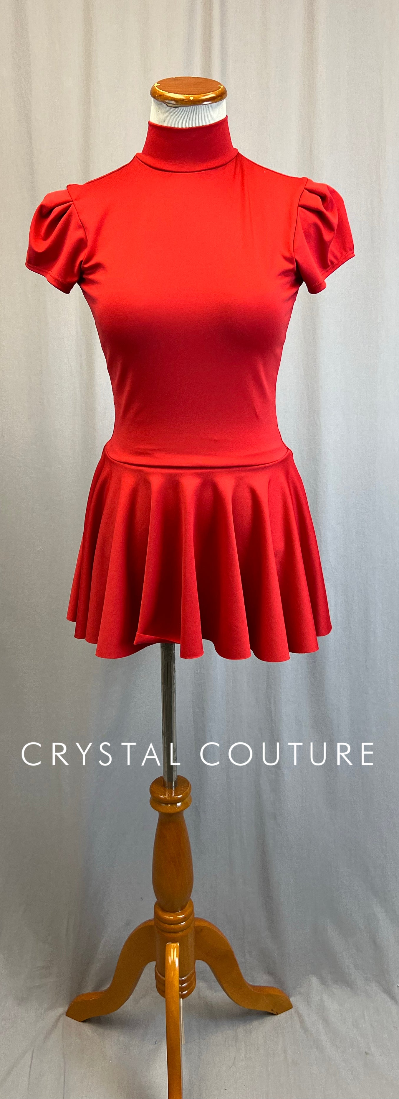 *Brand New* Cherry Red Mock Neck Cap Sleeve Dress