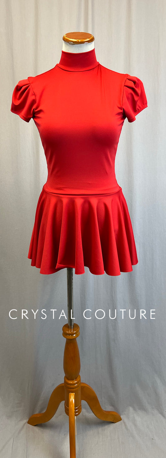 *Brand New* Cherry Red Mock Neck Cap Sleeve Dress
