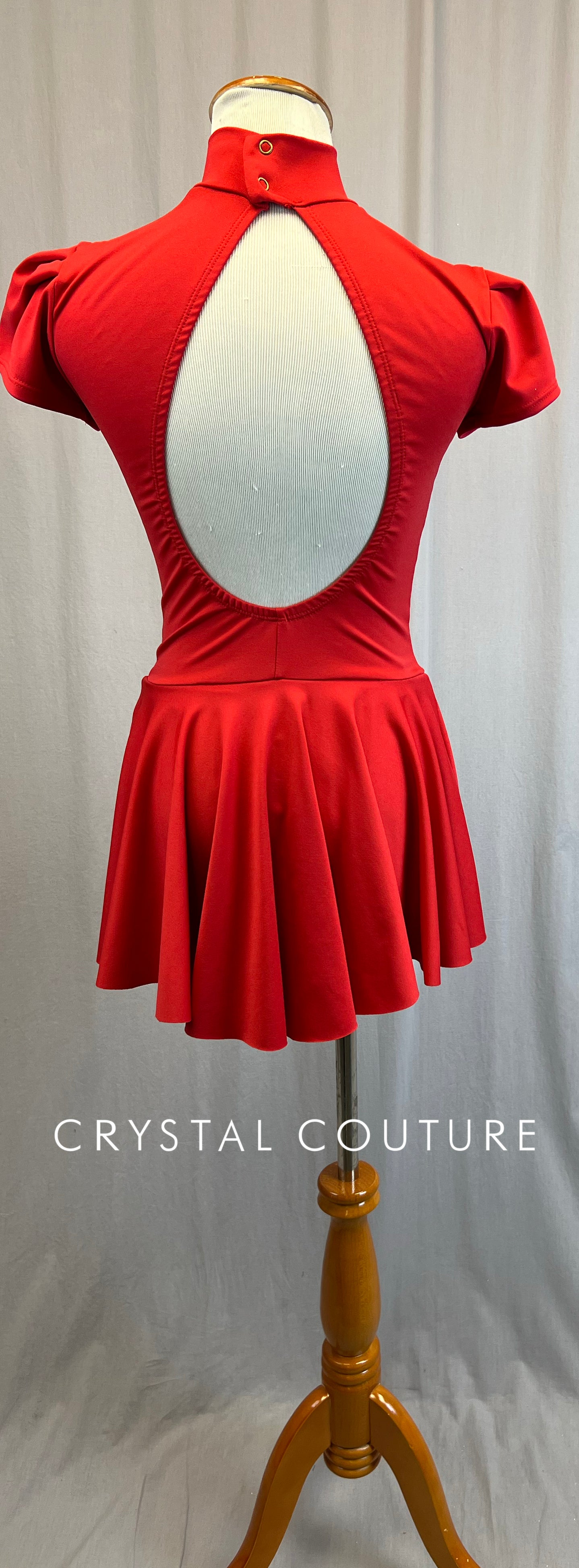 *Brand New* Cherry Red Mock Neck Cap Sleeve Dress
