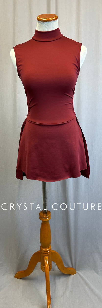 *Brand New* Burgundy Mock Neck Open Back Dress