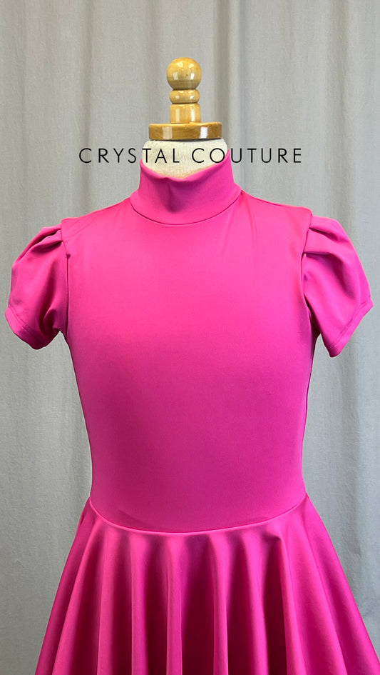 *Brand New* Bright Pink Mock Neck Cap Sleeve Dress